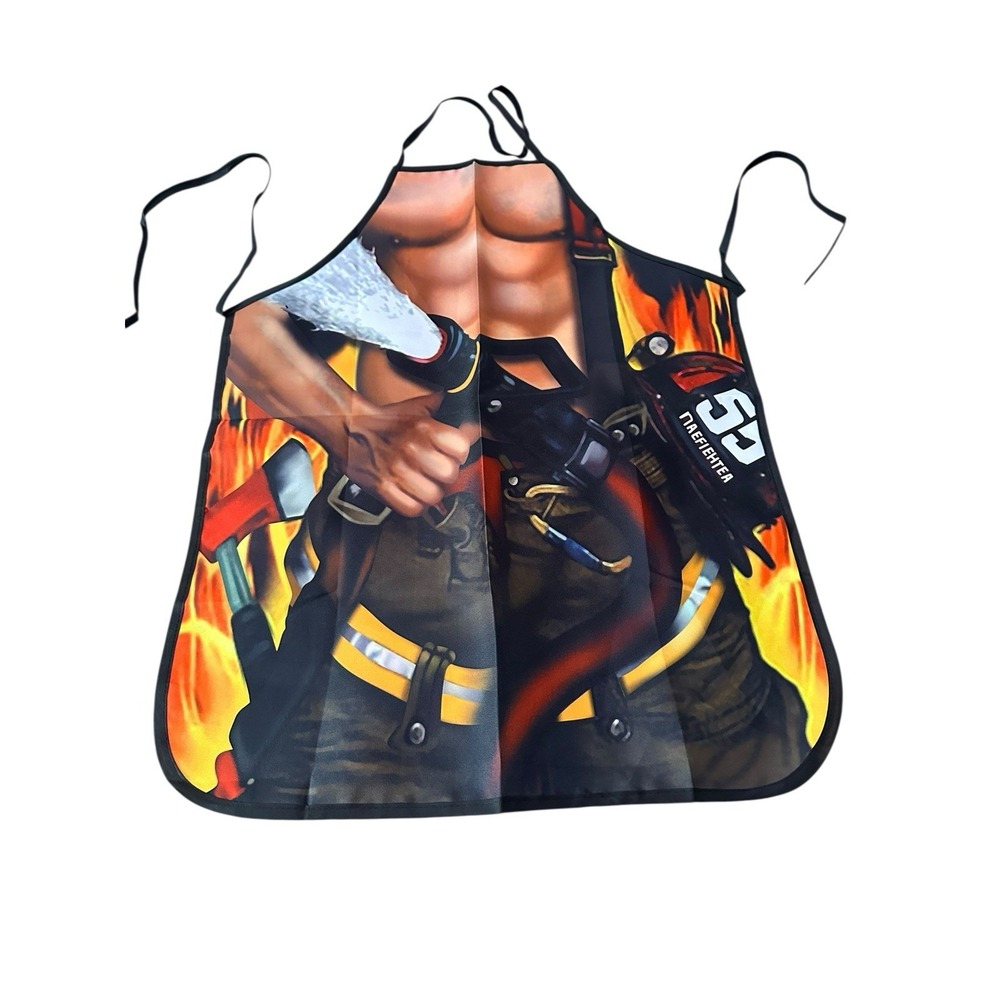 NEW novelty adult ONE‎ SIZE apron full coverage funny SEXY FIRE FIGHTER MAN BOD